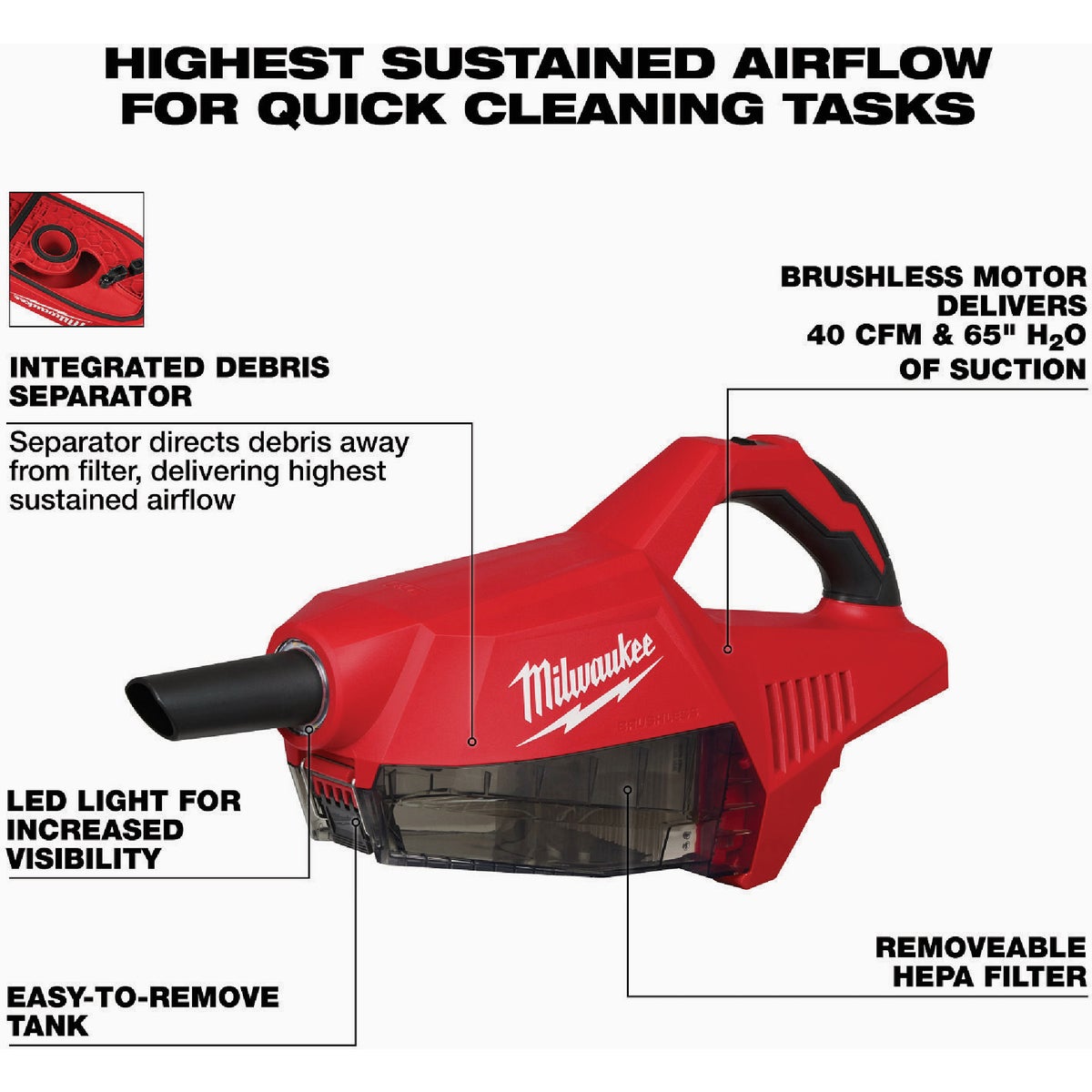 Milwaukee M18 Brushless Handheld Vacuum Image 3