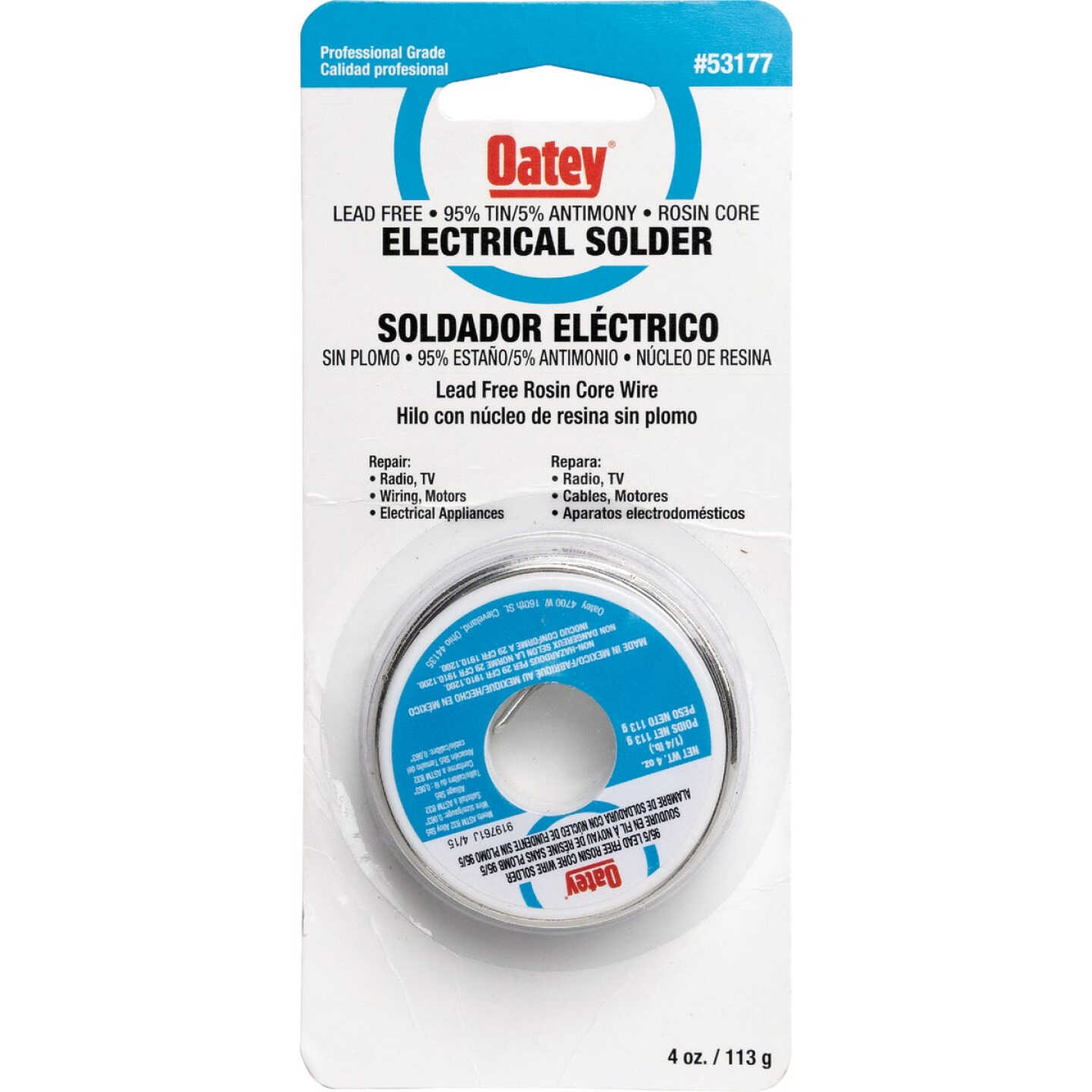 Oatey 1/4 Lb. 95/5 Rosin Core Wire Solder Image 1