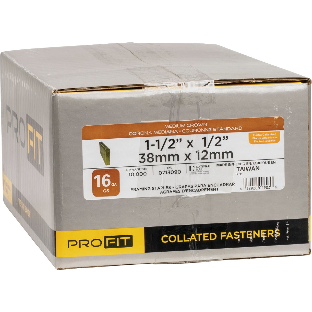Pro-Fit 1/2 In. x 1-1/2 In. 16 Gauge Electro Galvanized GS-Style Medium Crown Staple (10,000 Ct.) Image 2