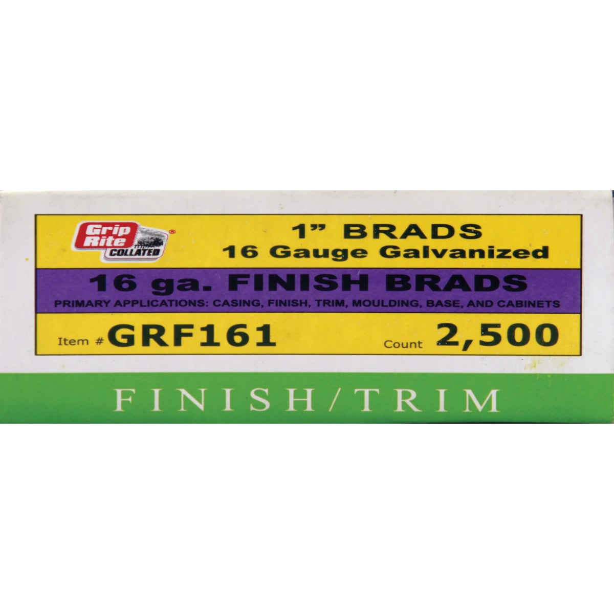 Grip-Rite 16-Gauge Galvanized Straight Finish Nail, 1 In. (2500 Ct.) Image 1