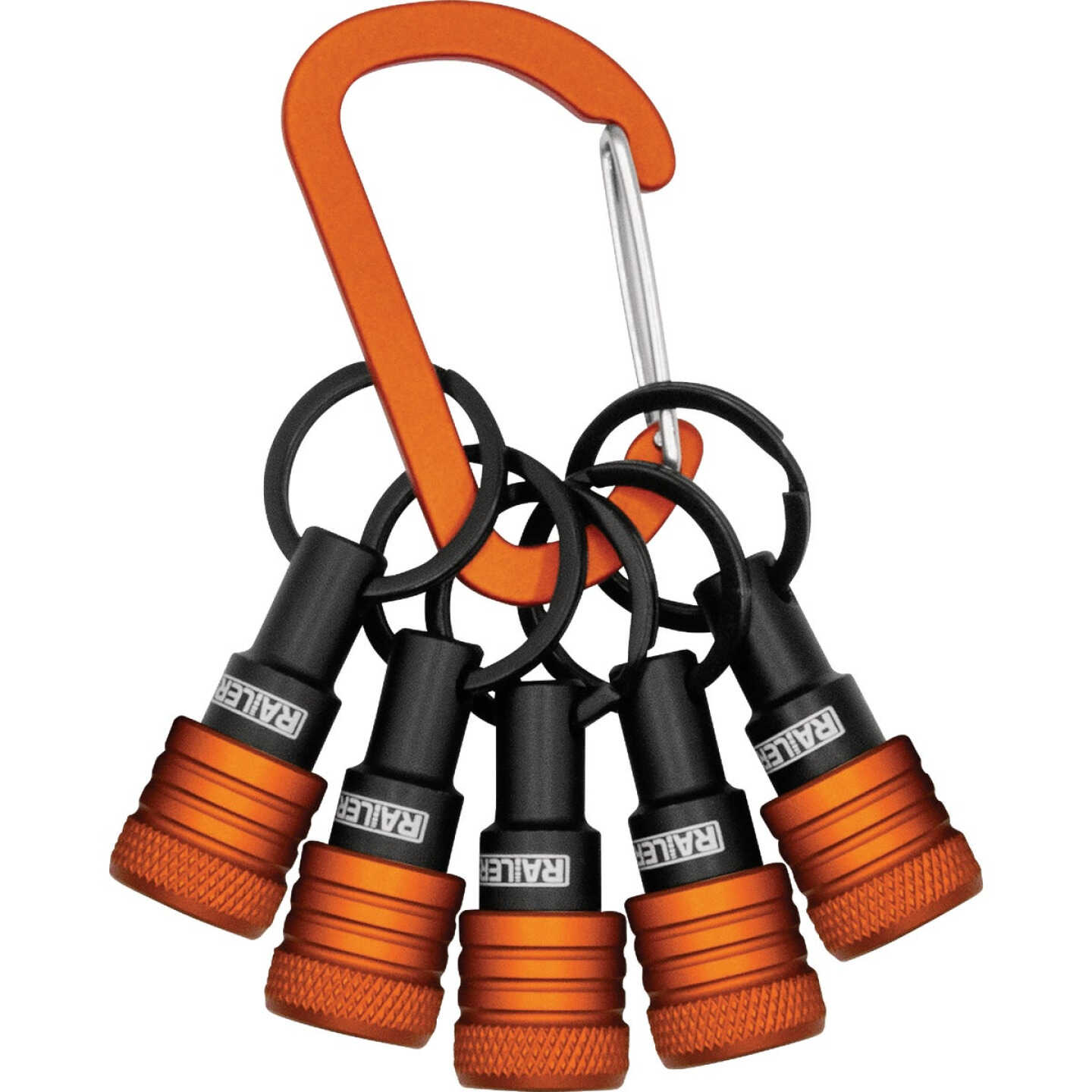Railer Bit Holder Keychain with (5) Orange Hex Shank Bit Holders Image 1