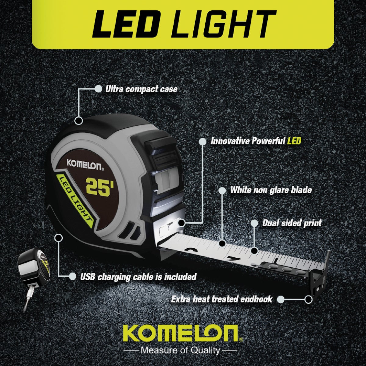 Komelon 25 Ft. Tape Measure with LED Light Image 2