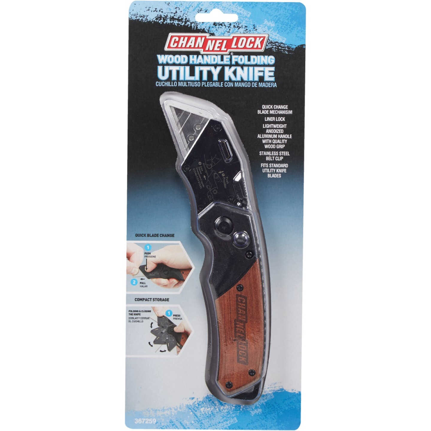 Channellock Wood Grip Folding Utility Knife Image 3