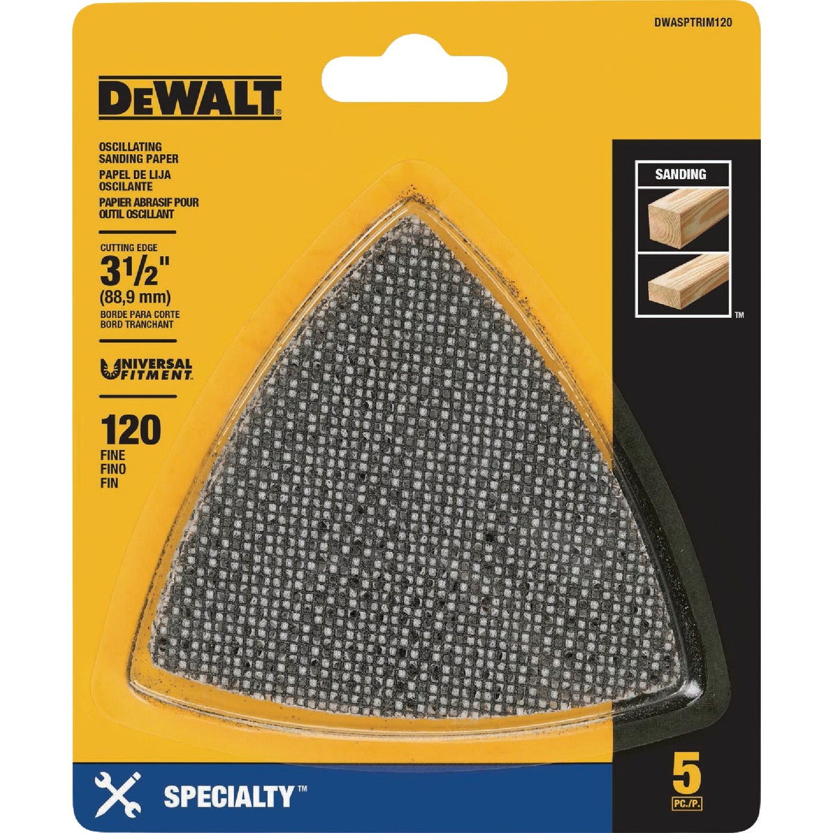 DEWALT 3-3/4 In. x 3-3/4 In. 120-Grit Oscillating Sanding Sheet (5-Pack) Image 2