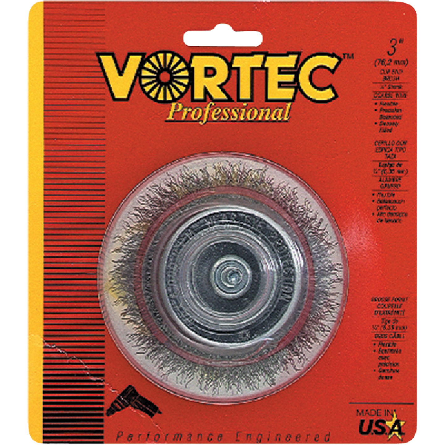 Weiler Vortec 3 In. Professional Shank-Mounted Drill-Mounted Wire Brush Image 1