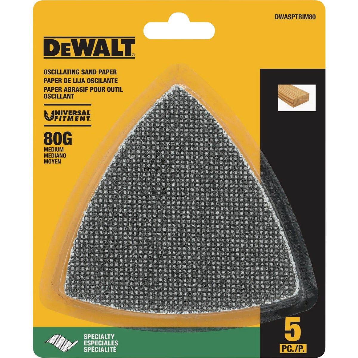 DEWALT 3-3/4 In. x 3-3/4 In. 80-Grit Oscillating Sanding Sheet (5-Pack) Image 2