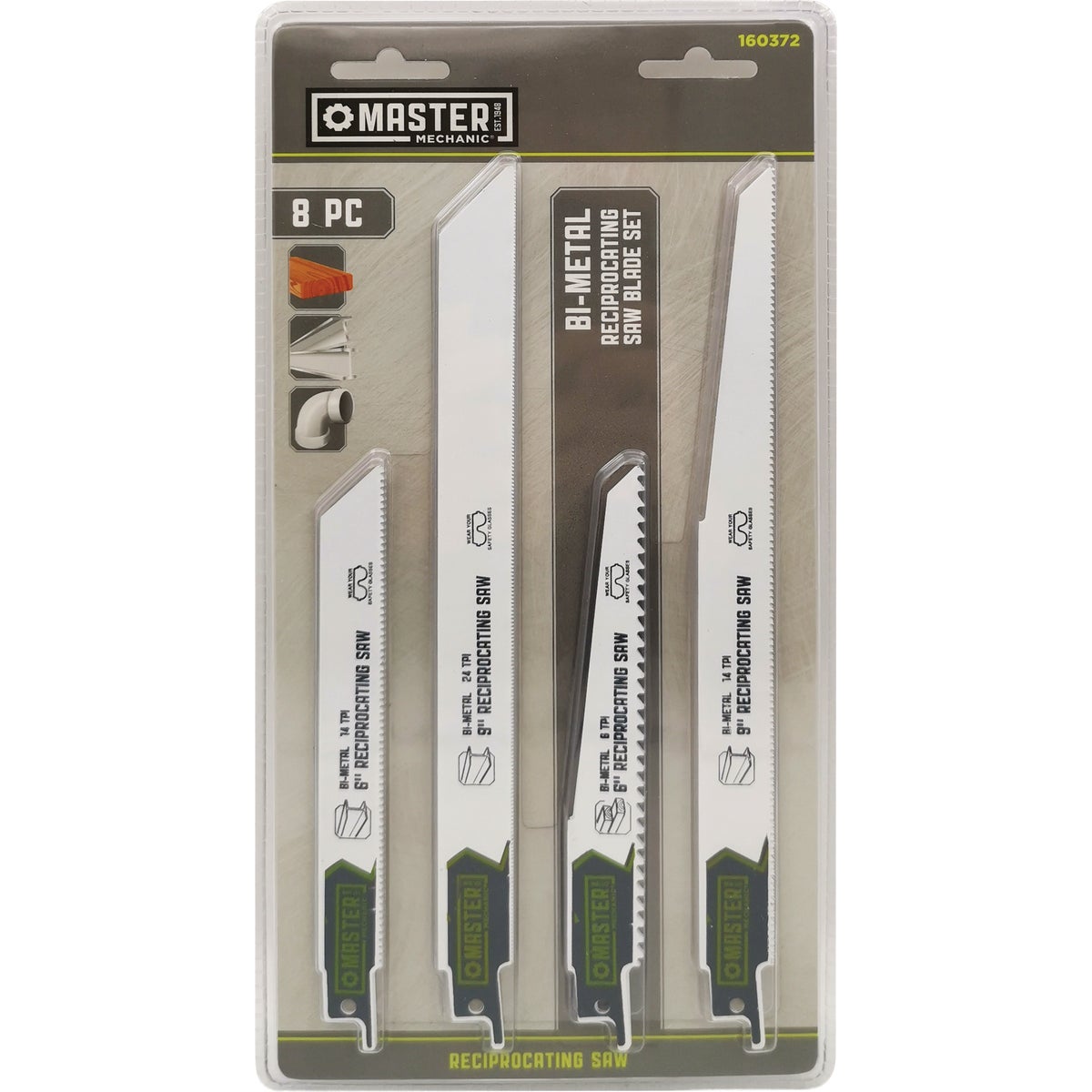 Master Mechanic Bi-Metal Reciprocating Saw Blade Set (8-Piece)