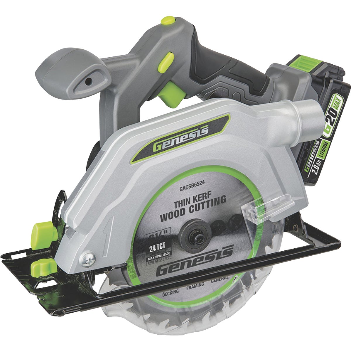 Genesis G20MAX 20V 6-1/2 In. Cordless Circular Saw Kit with 2.0 Ah Battery & Charger