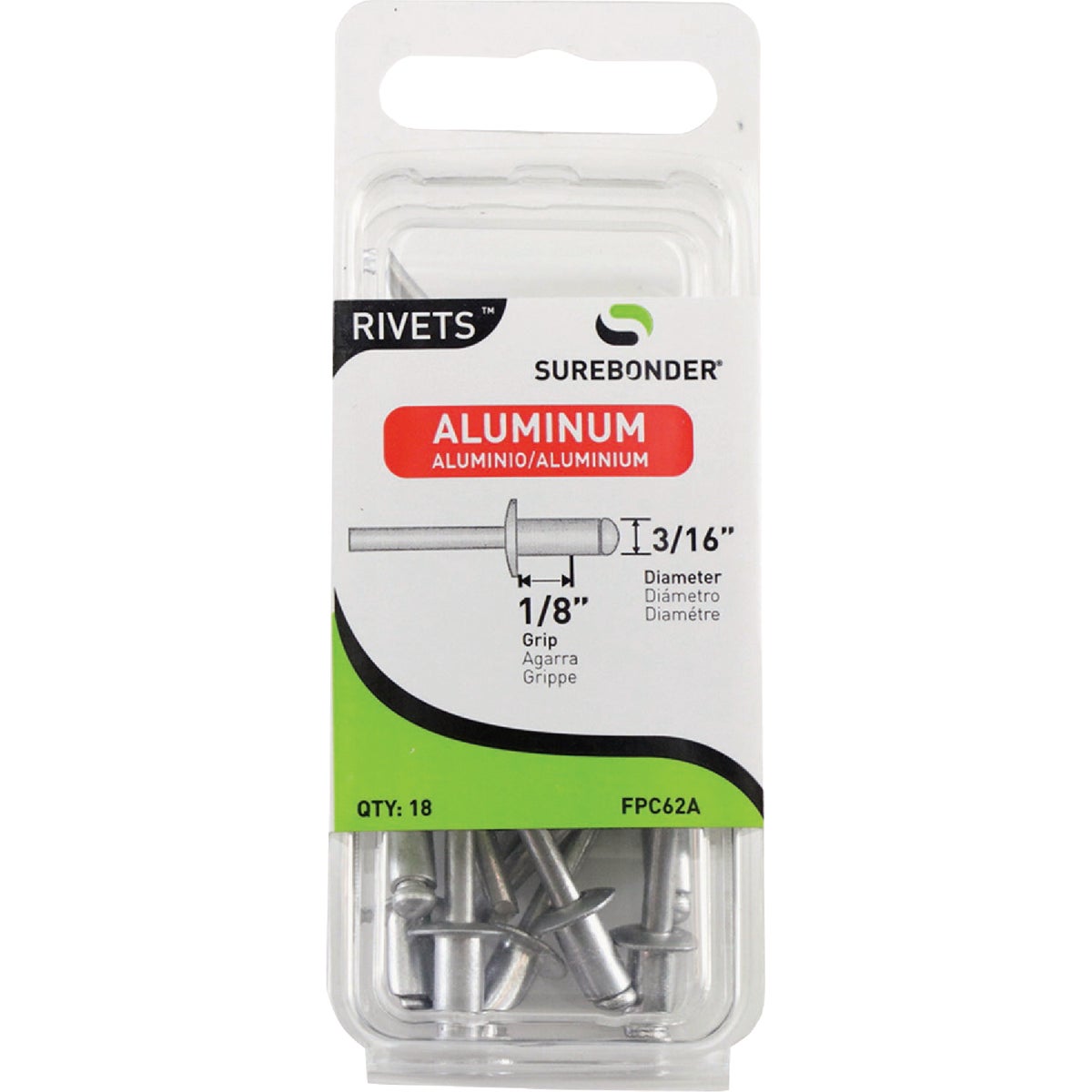 Surebonder 3/16 In. x 1/8 In. Aluminum Rivet (18-Pack)