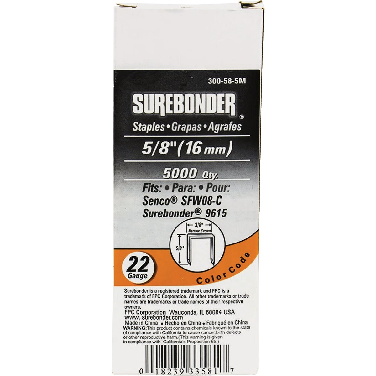Surebonder 3/8 In. 22 ga Upholstery Staple (5000-Pack) Image 2