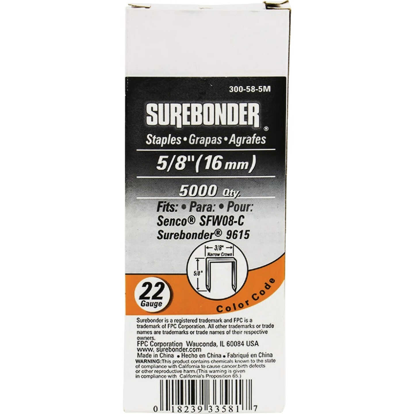 Surebonder 3/8 In. 22 ga Upholstery Staple (5000-Pack) Image 2