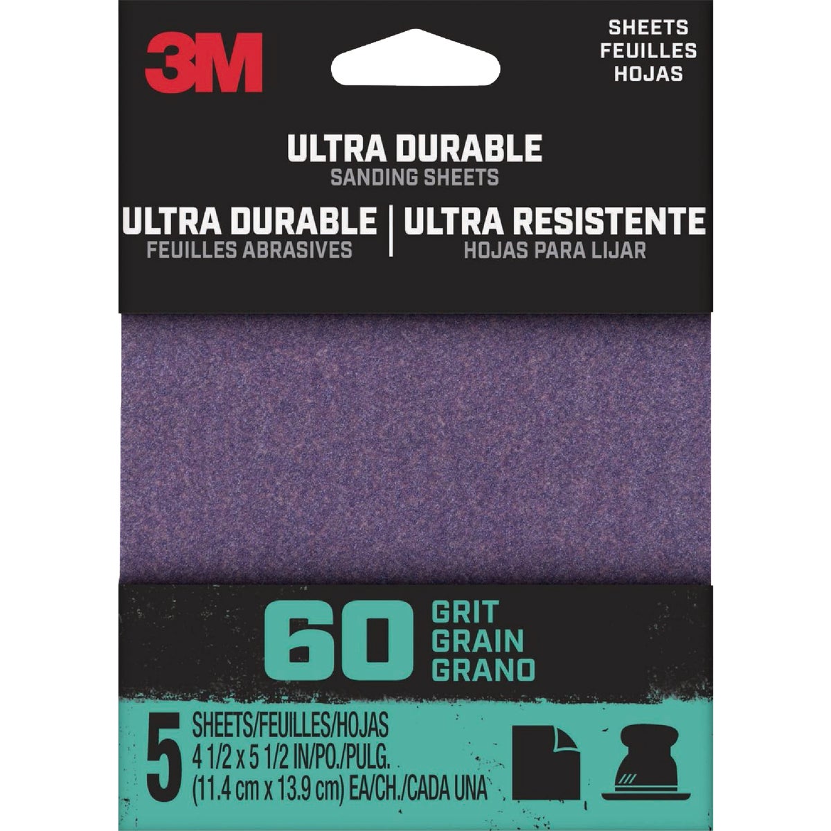 3M Ultra Durable 60-Grit 1/4 Power Sanding Sheet