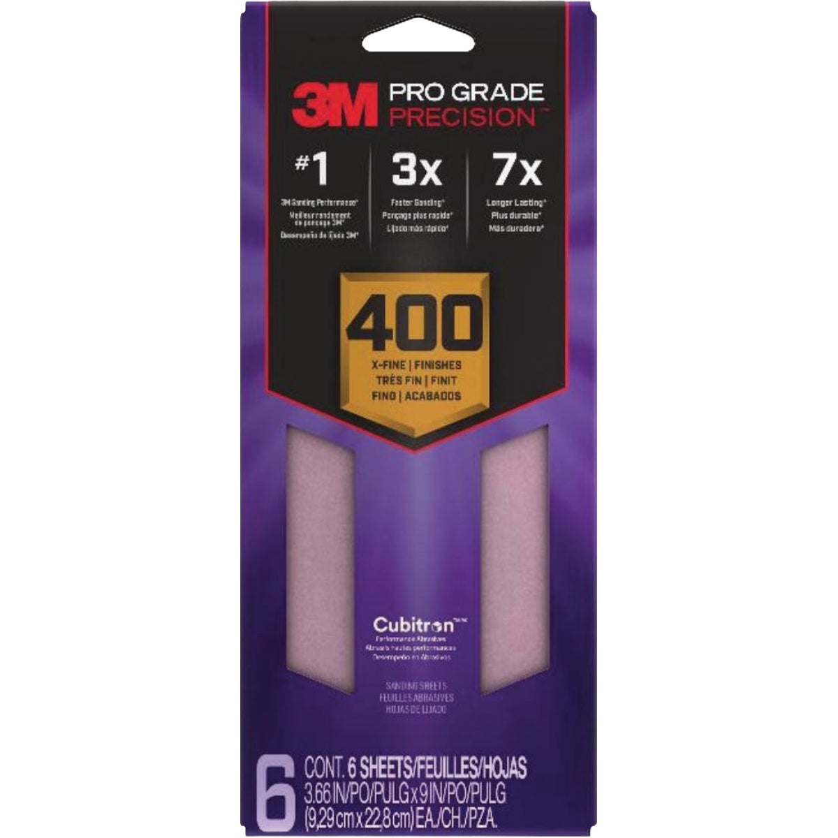 3M Pro Grade Precision Faster 3-2/3 In. x 9 In. 400 Grit Sanding Sheets (6-Pack)