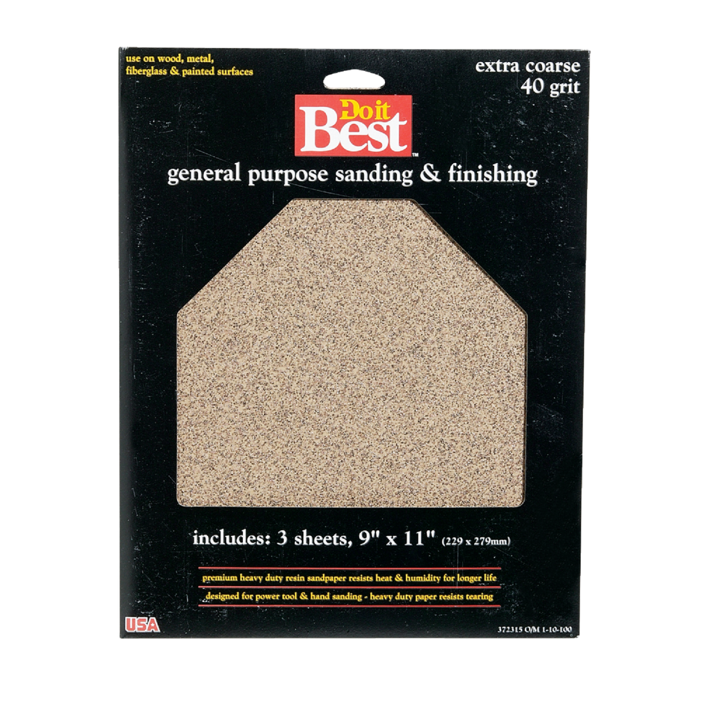 Do it Best General Purpose 9 In. x 11 In. 40 Grit Extra Coarse Sandpaper (3-Pack) Image 1
