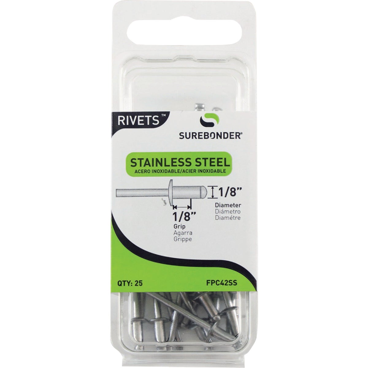 Surebonder 1/8 In. x 1/8 In. Stainless Steel Rivet (25-Pack)