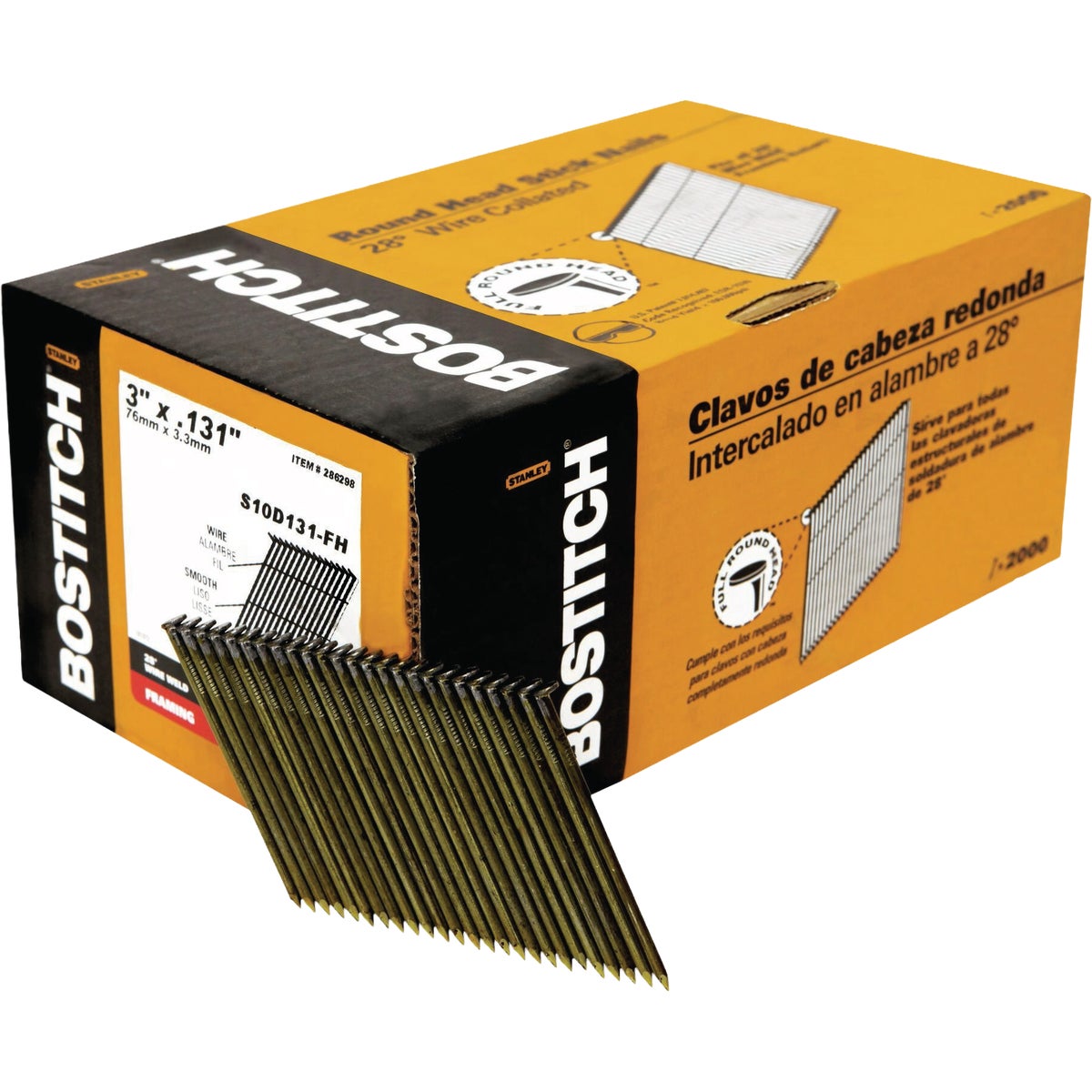 Bostitch 3 In. x 0.131 In. 28 Deg. Wire Weld Stick Framing Nails (2000-Count)