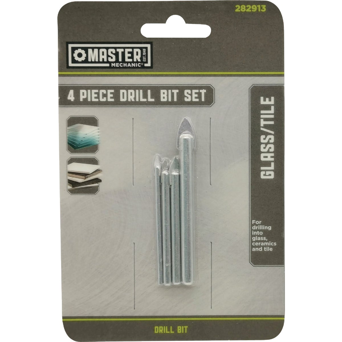 Master Mechanic Glass & Tile Drill Bit Set (4-Piece)