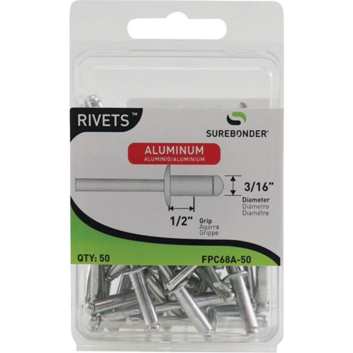 Surebonder 3/16 In. x 1/2 In. Aluminum Rivet (50-Pack)