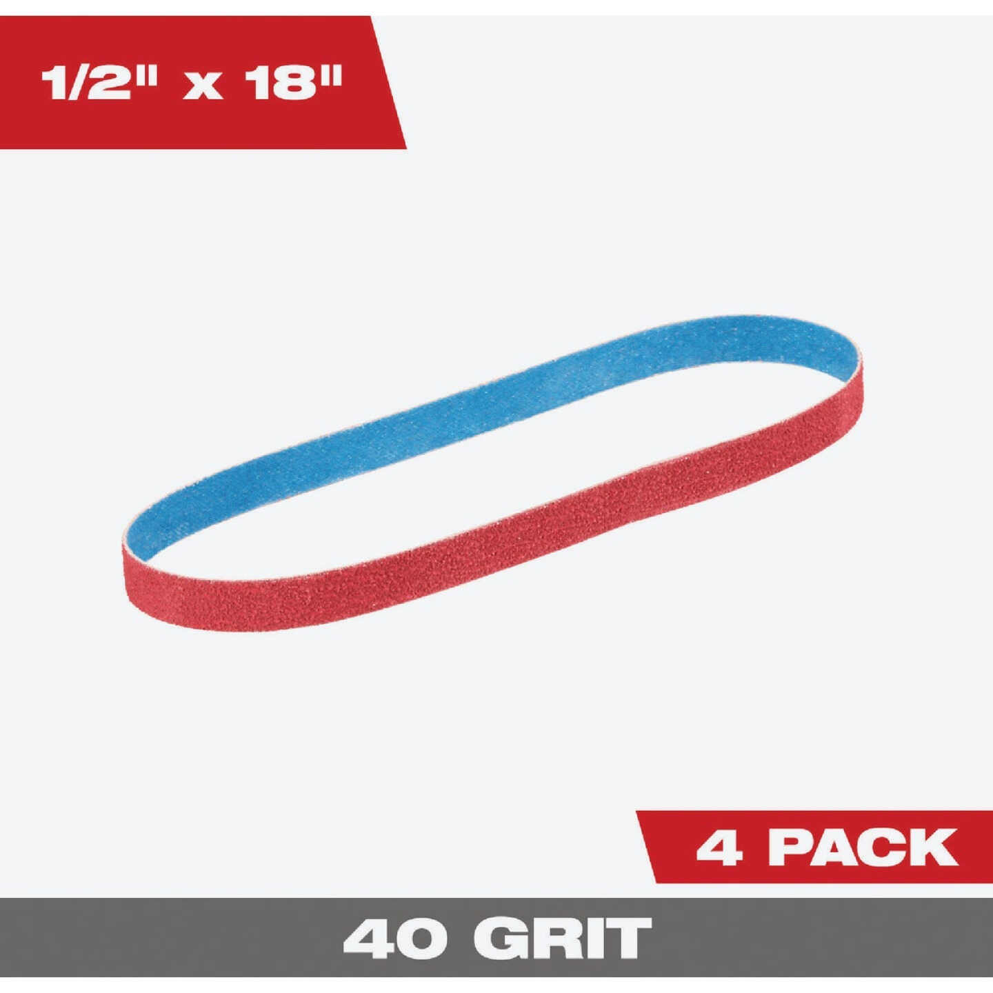 Milwaukee 1/2 In. x 18 In. 40 Grit Bandfile Belt (4-Pack) Image 1