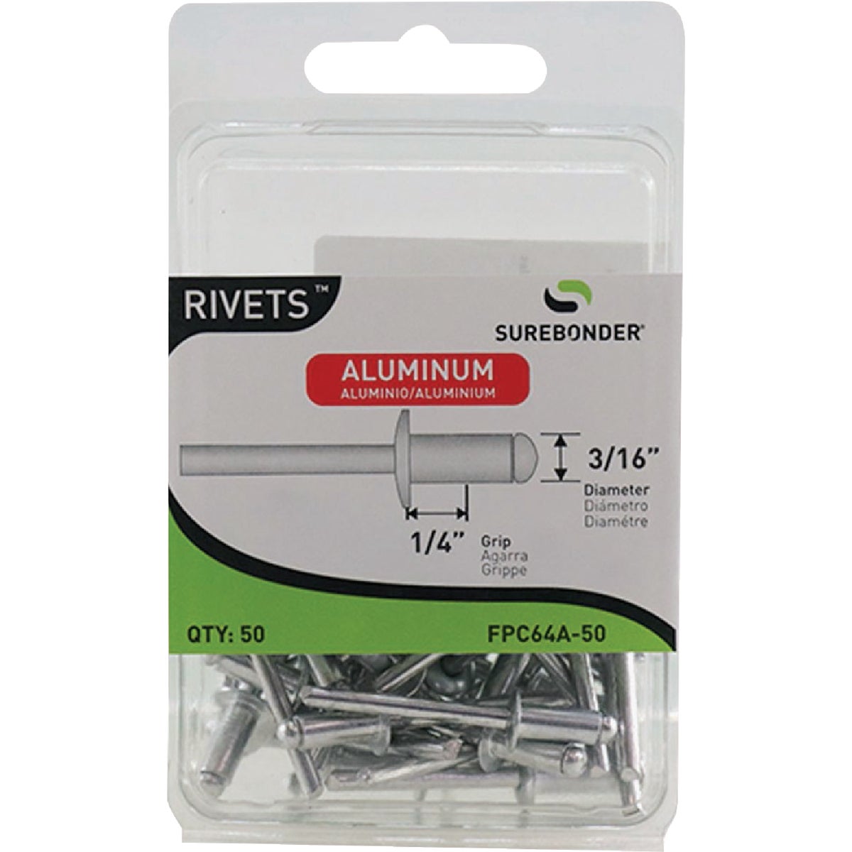 Surebonder 3/16 In. x 1/4 In. Aluminum Rivet (50-Pack)