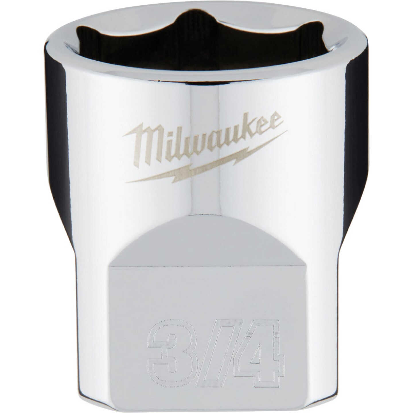 Milwaukee 3/8 In. Drive 3/4 In. 6-Point Shallow Standard Socket with FOUR FLAT Sides Image 1