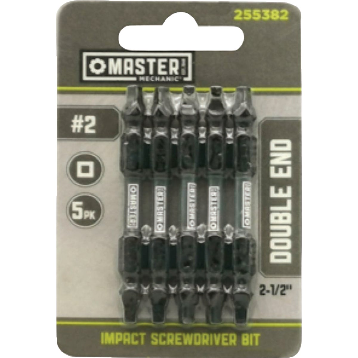 Master Mechanic #2 Square Recess Double End Impact Screwdriver Bit (5-Pack)