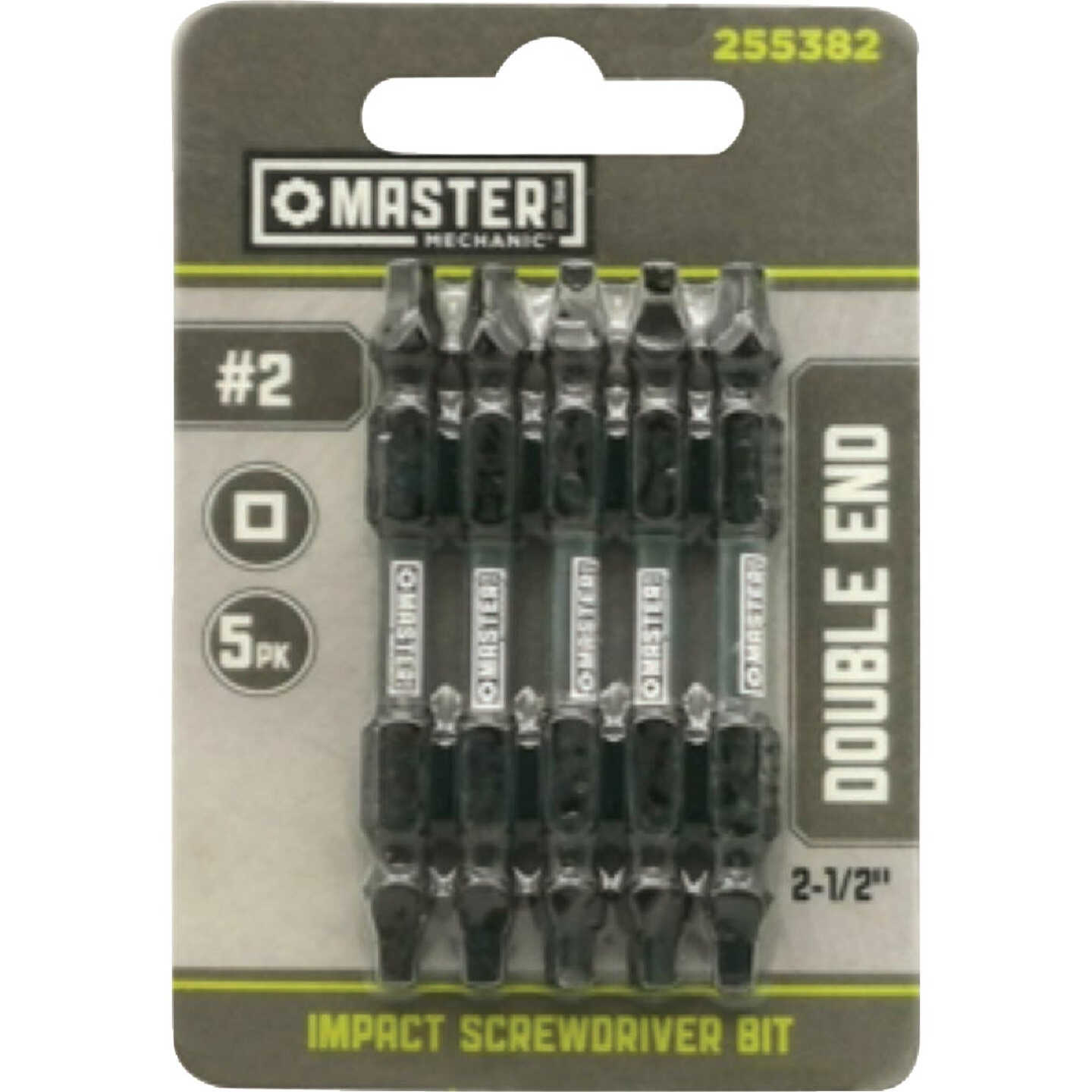 Master Mechanic #2 Square Recess Double End Impact Screwdriver Bit (5-Pack) Image 1