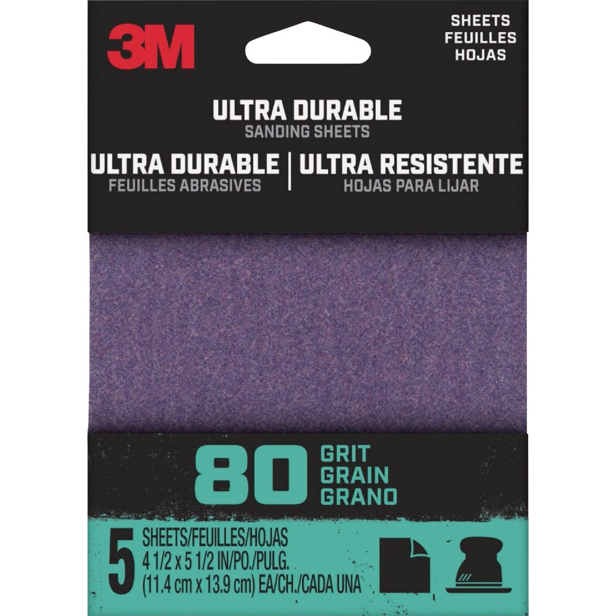 3M Ultra Durable 80-Grit 1/4 Power Sanding Sheet