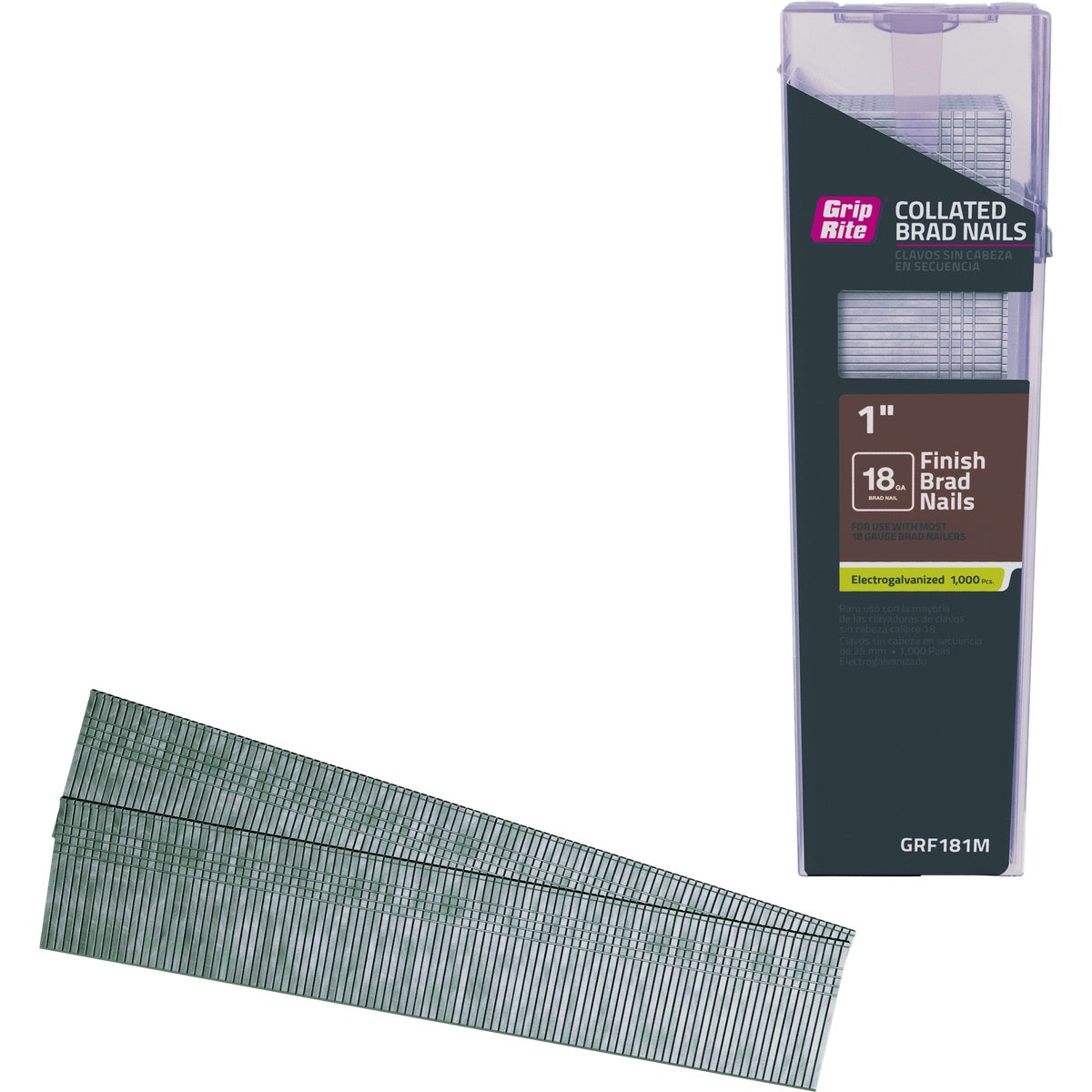 Grip-Rite 1 In. 18 ga Electrogalvanized Collated Brad Nail (1000-Count)
