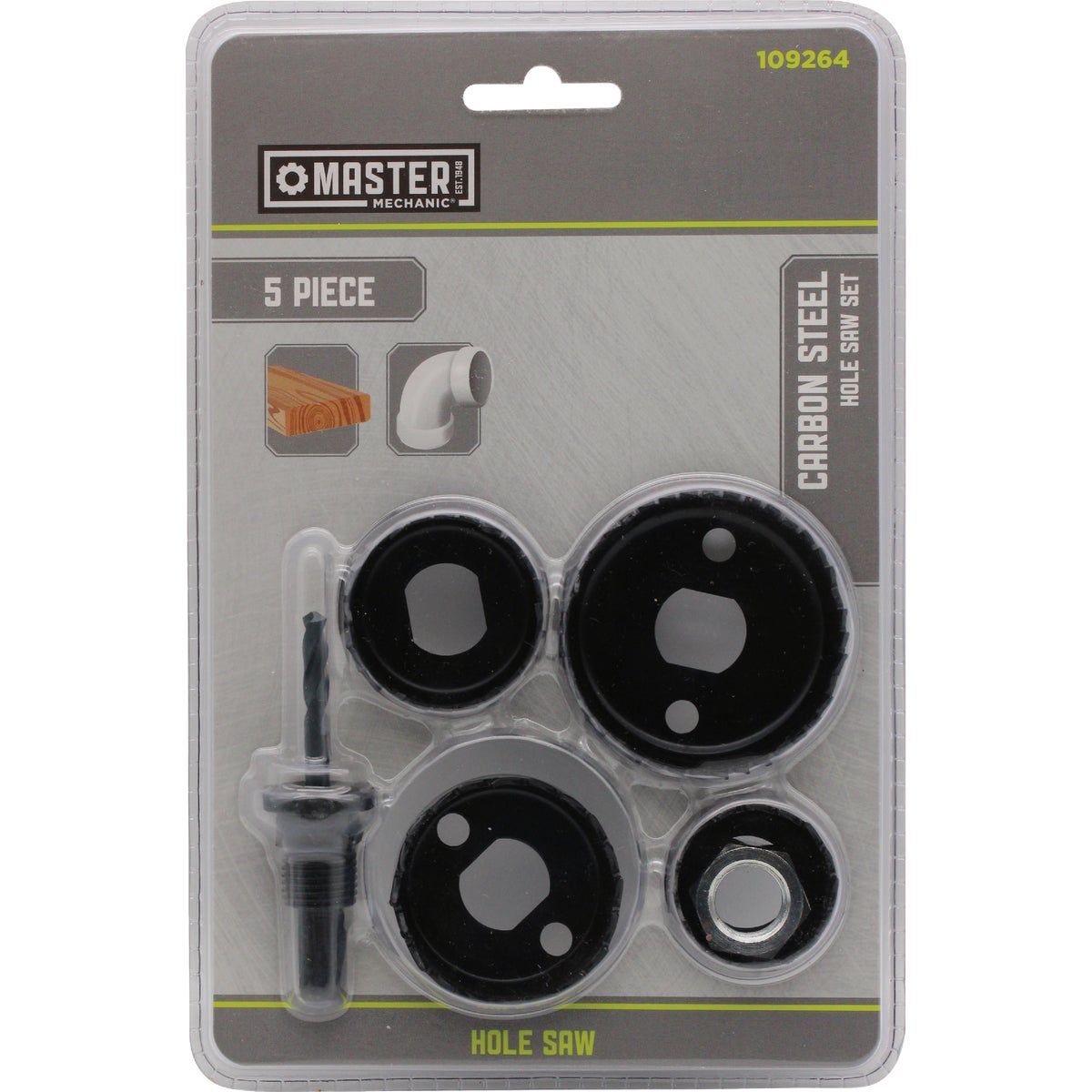 Master Mechanic Carbon Steel Hole Saw Set (5-Piece)