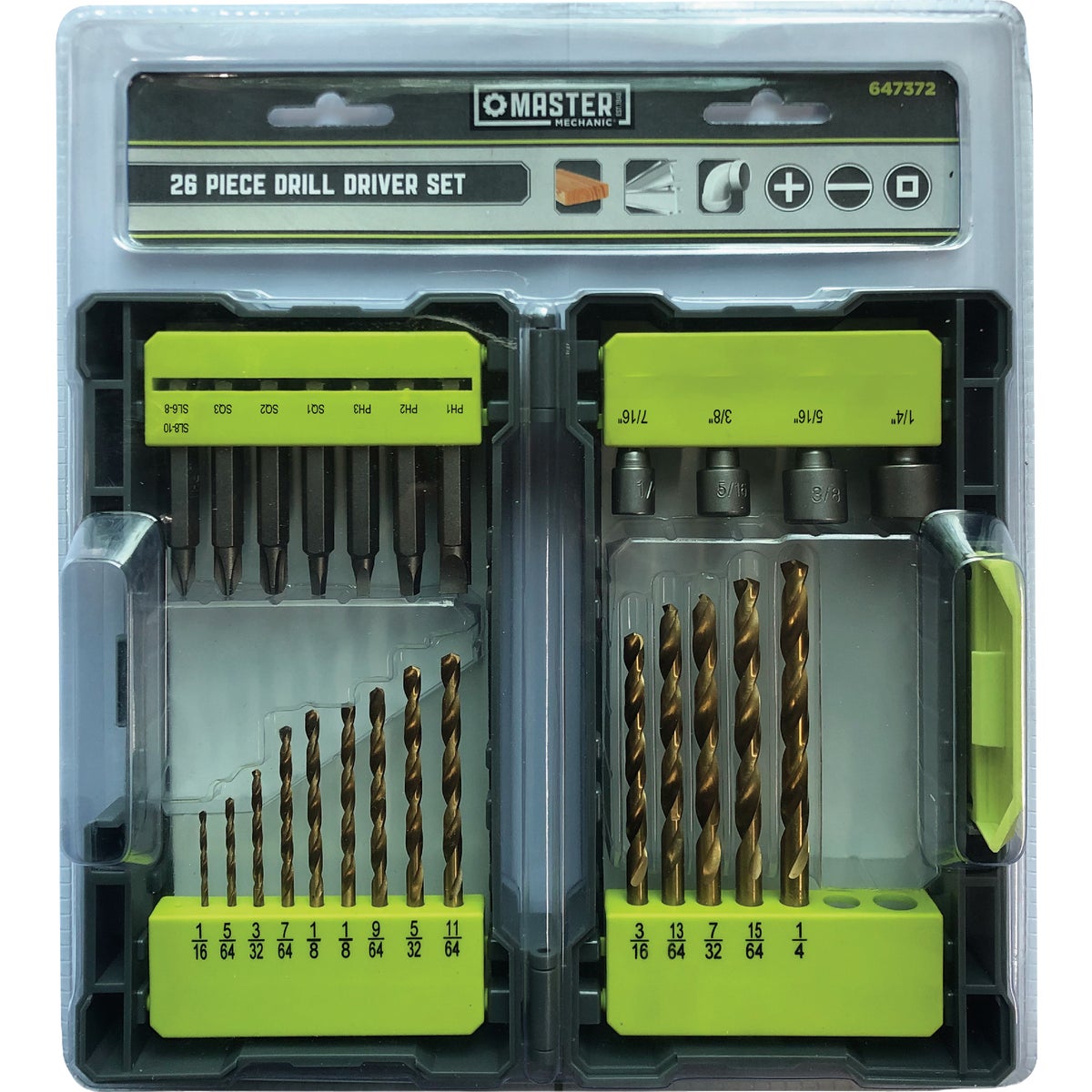 Master Mechanic Titanium Nitride Coated Drill & Drive Set (26-Piece)