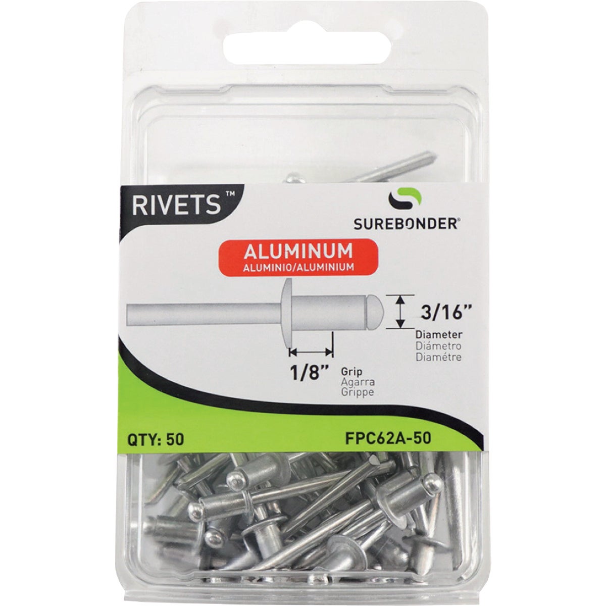 Surebonder 3/16 In. x 1/8 In. Aluminum Rivet (50-Pack)