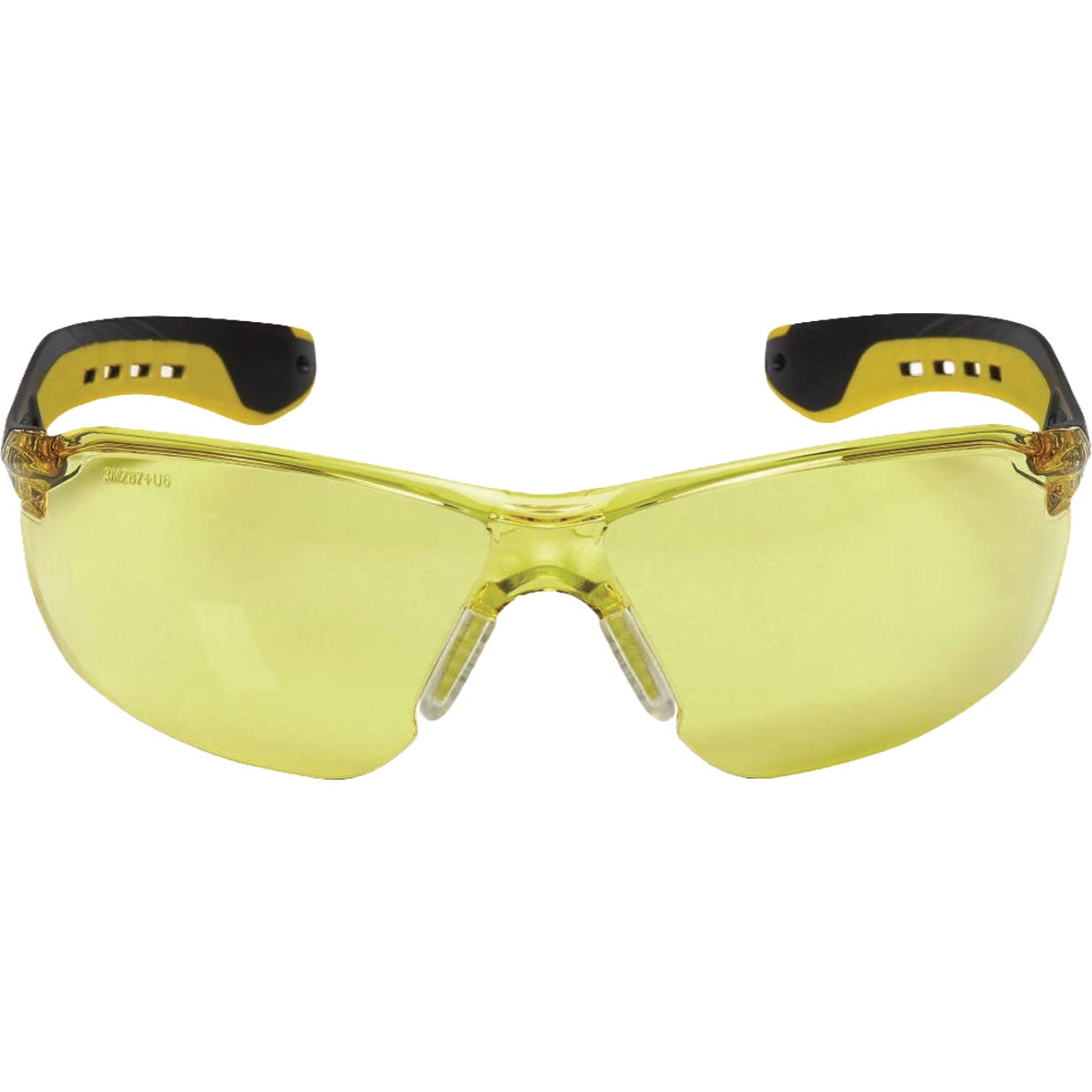3M Black/Yellow Frame Flat Temple Safety Glasses with Anti-Scratch Amber Lenses