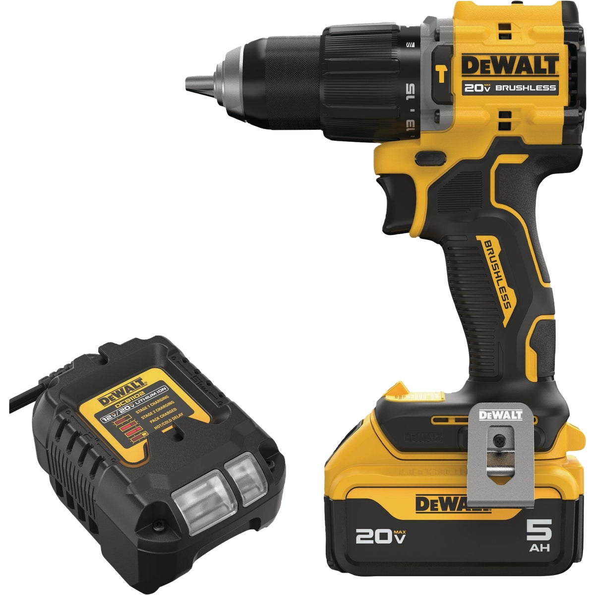 DEWALT 20V MAX ATOMIC 1/2 In. Brushless Cordless Compact Hammer Drill Kit with 5.0 Ah Battery & Charger