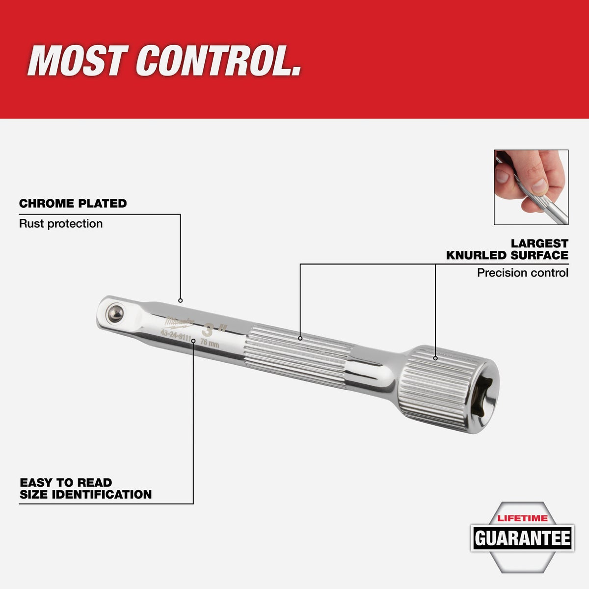 Milwaukee 1/4 In. Drive 3 In. Socket Extension Image 2