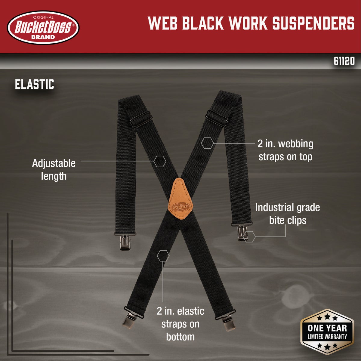 Bucket Boss Black Suspenders Image 2