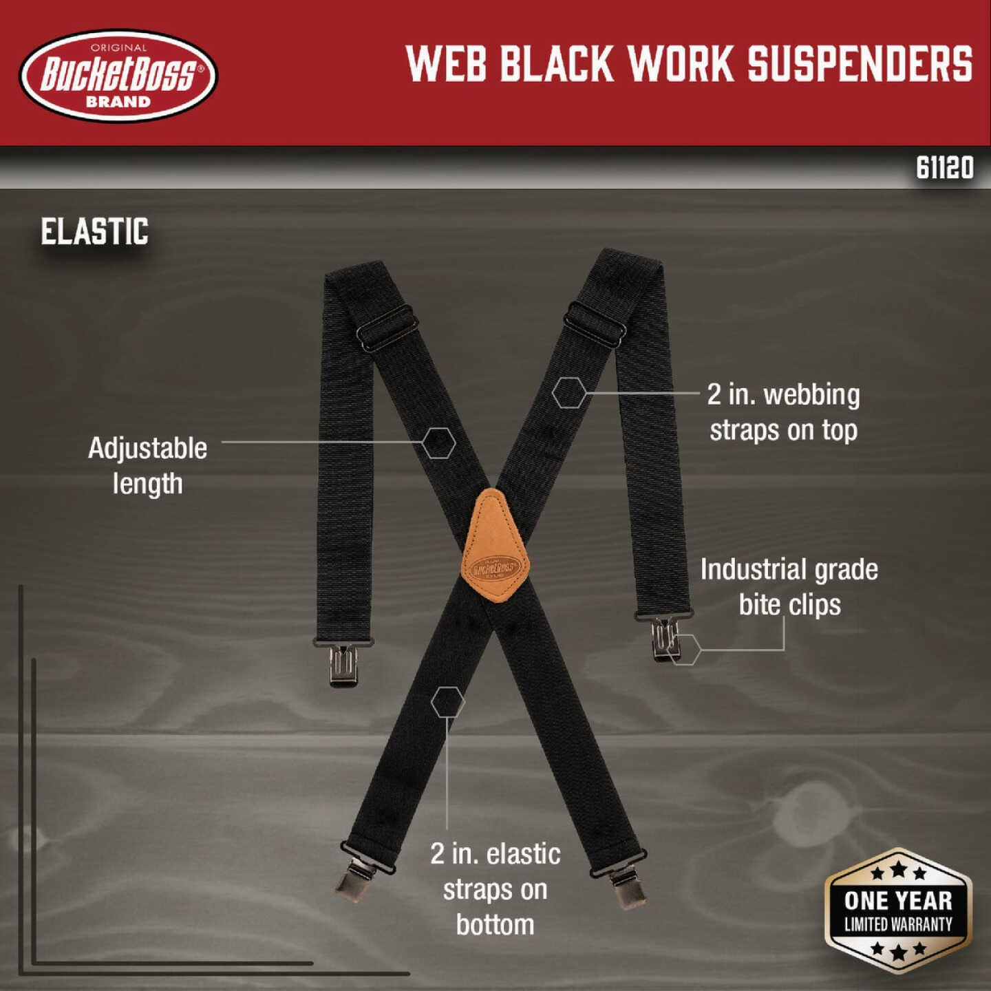 Bucket Boss Black Suspenders Image 2