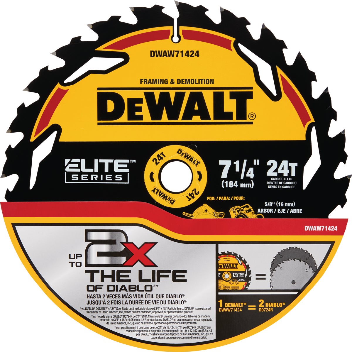 DEWALT Elite Series 7-1/4 In. 24-Tooth Circular Saw Blade