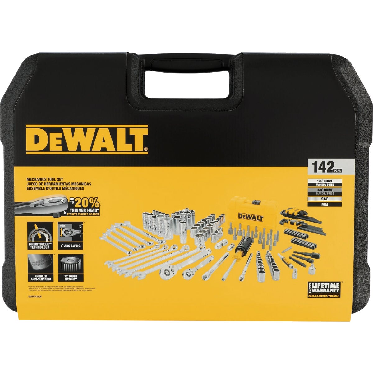 DEWALT 1/4 In. & 3/8 In. Drive SAE & Metric Mechanics Tool Set with Carrier (142-Piece)