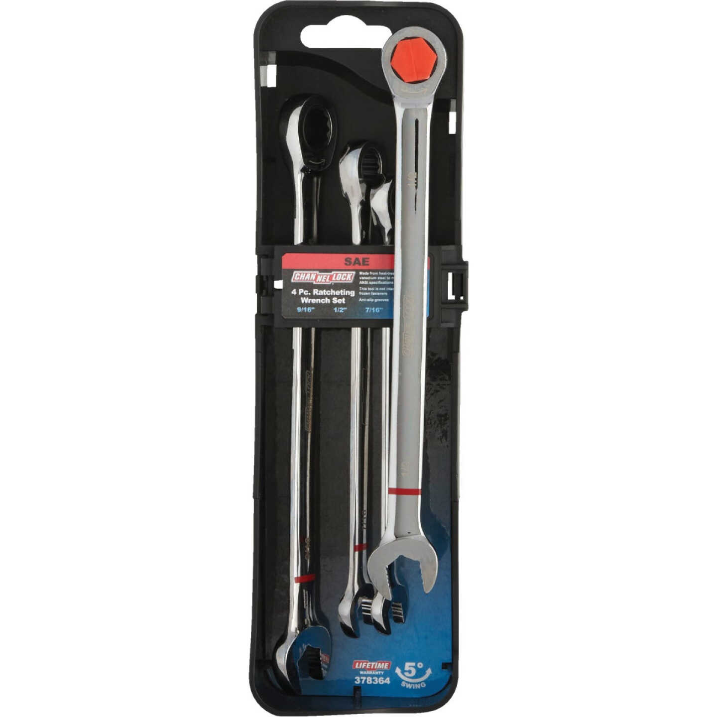 Channellock SAE 12-Point Ratcheting Combination Wrench Set (4-Piece) Image 1