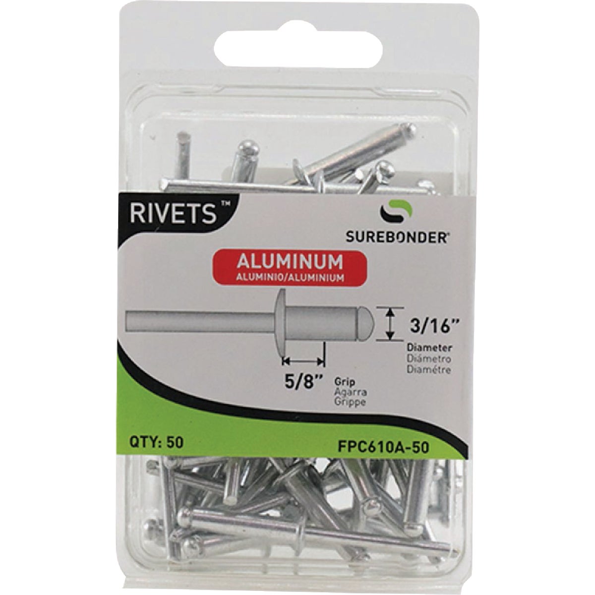 Surebonder 3/16 In. x 5/8 In. Aluminum Rivet (50-Pack)