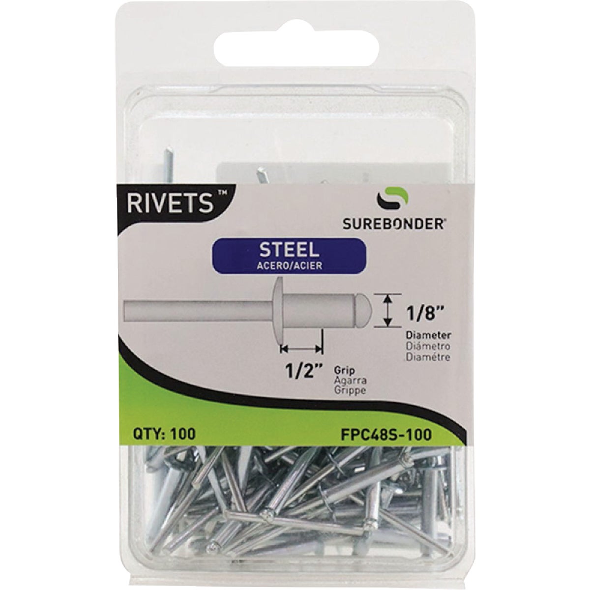Surebonder 1/8 In. x 1/2 In. Steel Rivet (100-Pack)