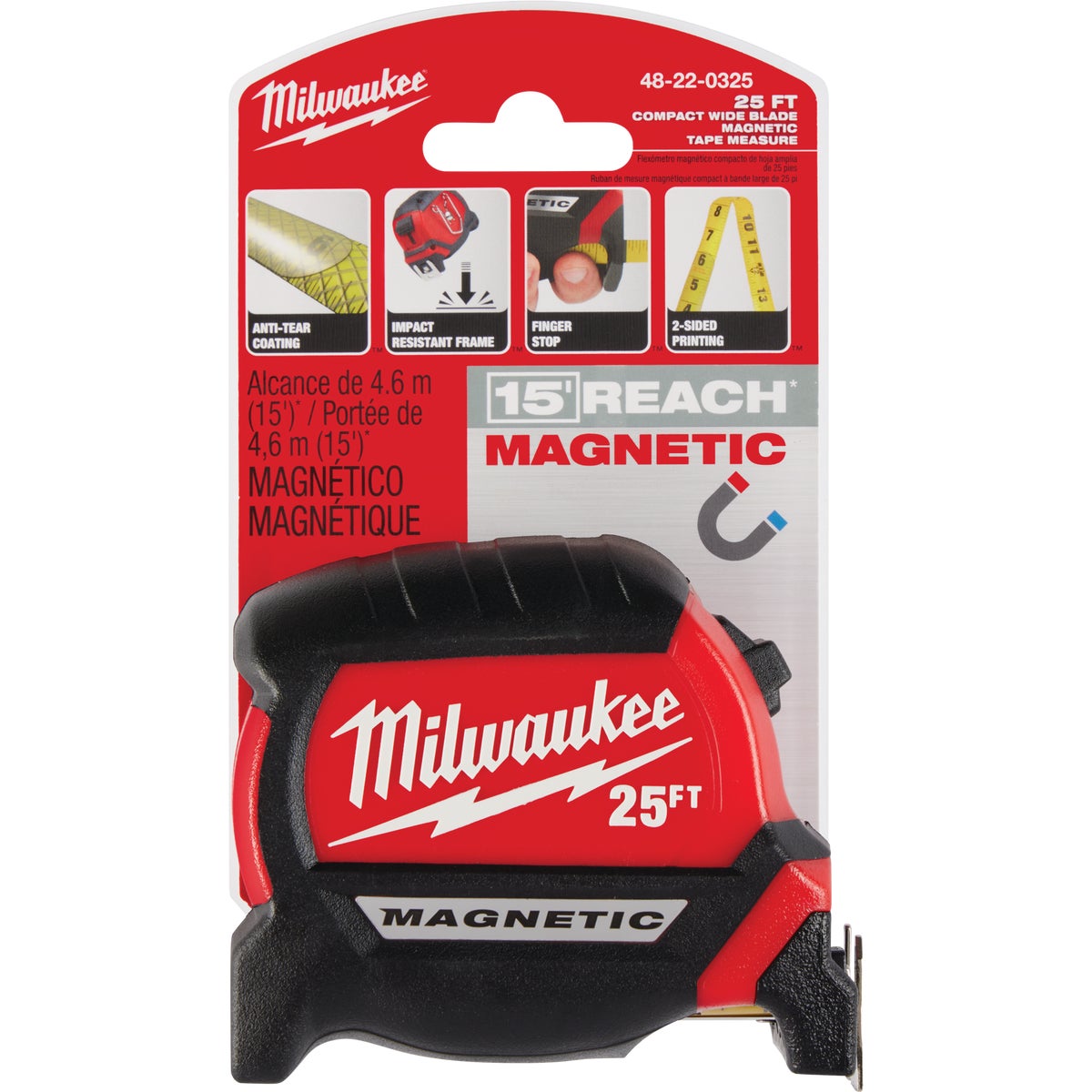 Milwaukee 25 Ft. Compact Wide Blade Magnetic Tape Measure Image 5