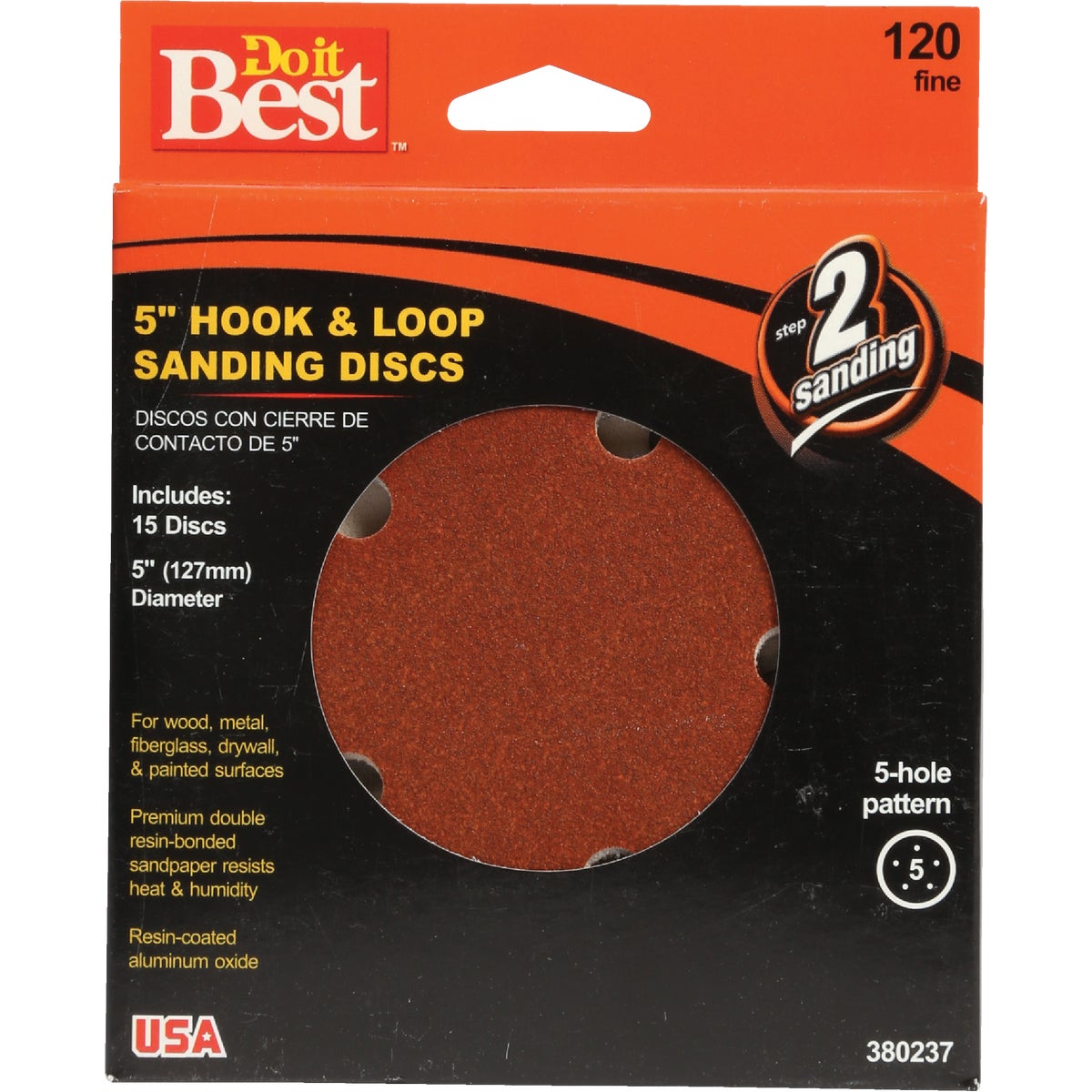 Do it Best 5 In. 120-Grit 5-Hole Pattern Vented Sanding Disc with Hook & Loop Backing (15-Pack) Image 1