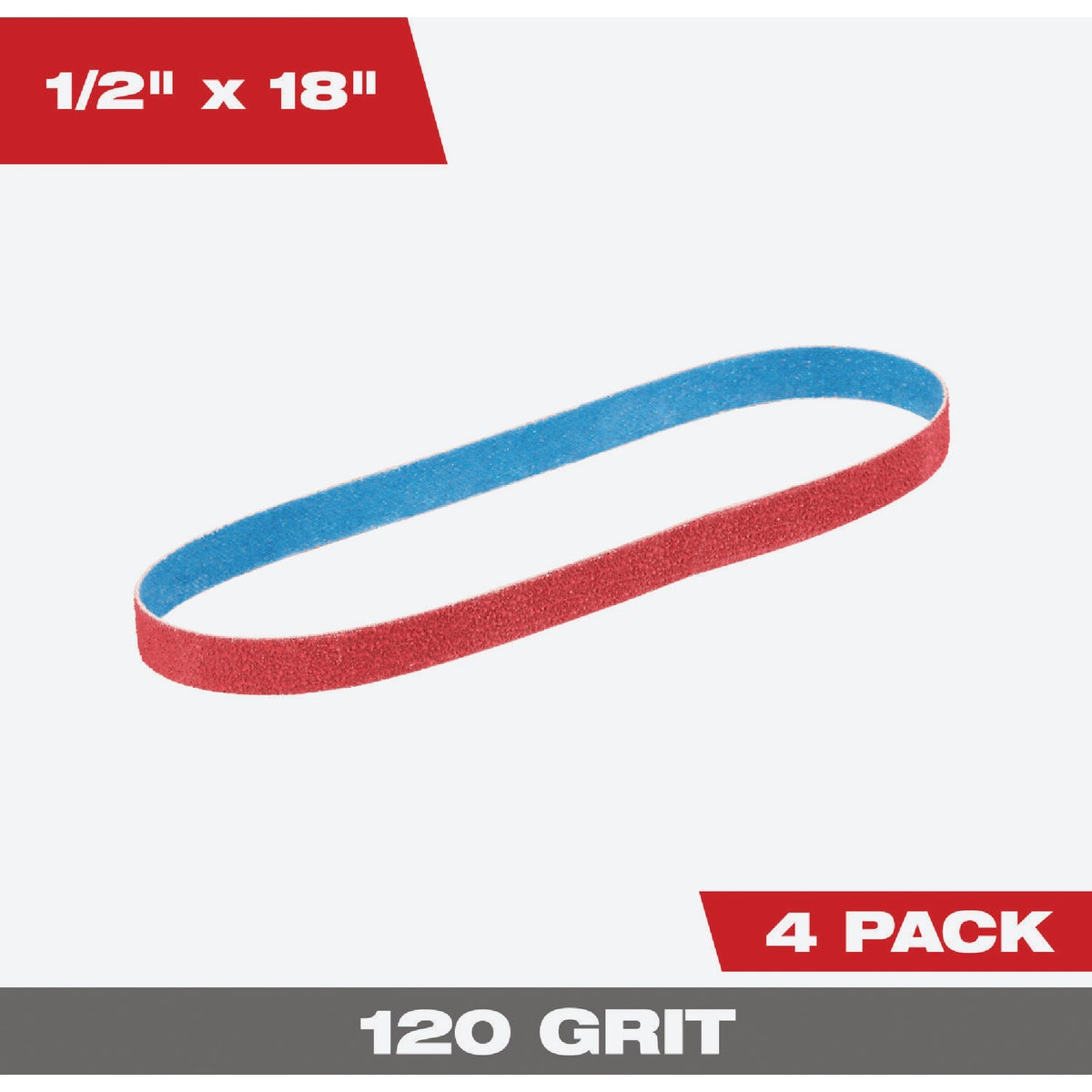 Milwaukee 1/2 In. x 18 In. 120 Grit Bandfile Belt (4-Pack) Image 1