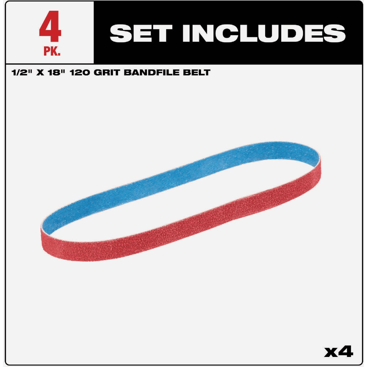 Milwaukee 1/2 In. x 18 In. 120 Grit Bandfile Belt (4-Pack) Image 2