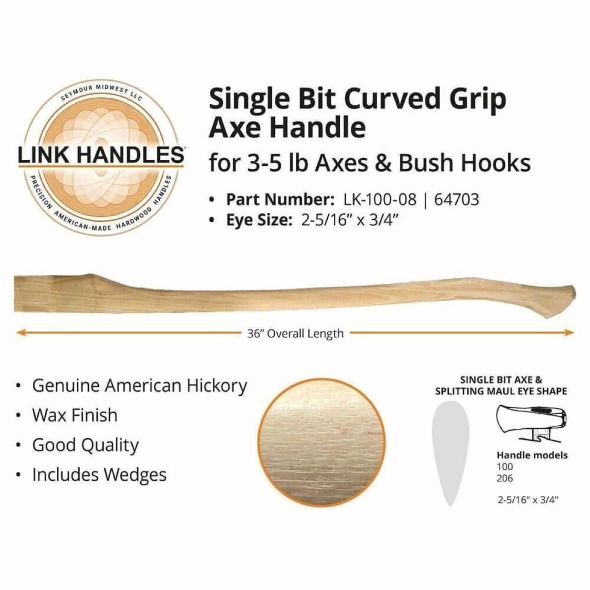 Link 36 In. Homeowner Single Bit Axe Handle