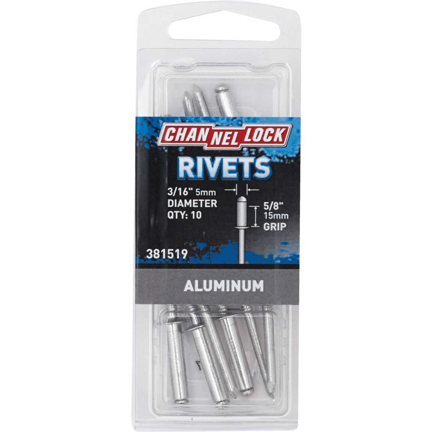 Channellock 3/16 In. Dia. x 5/8 In. Grip Aluminum POP Rivet (10-Pack) Image 1
