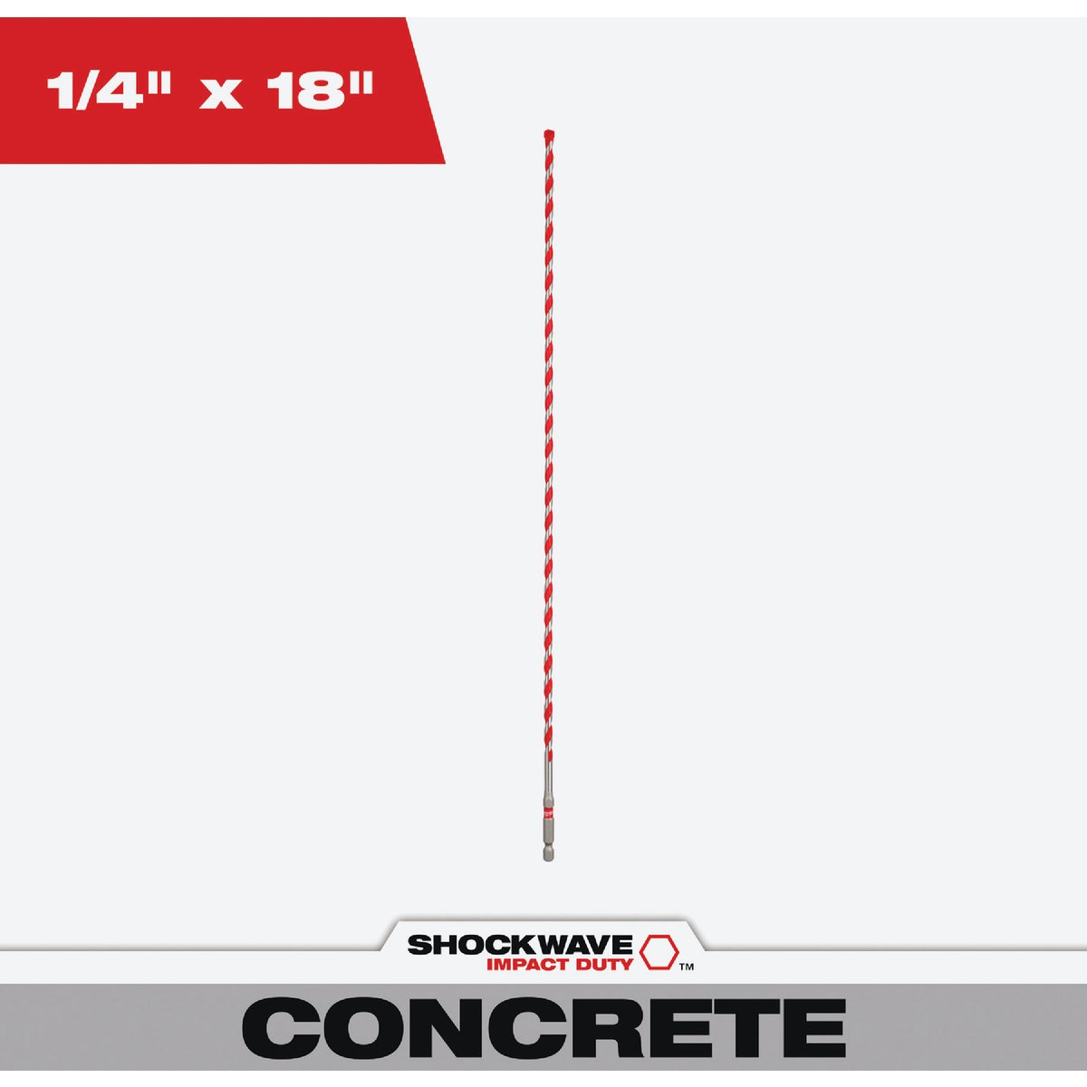 Milwaukee SHOCKWAVE 1/4 In. x 18 In. Impact Duty Masonry Carbide Hammer Drill Bit