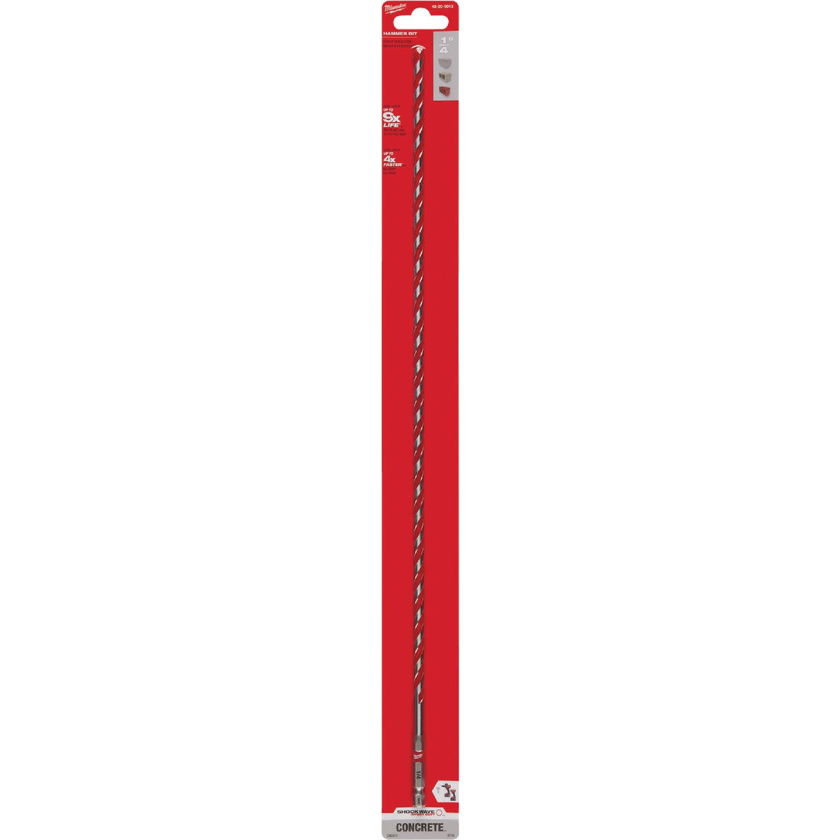 Milwaukee SHOCKWAVE 1/4 In. x 18 In. Impact Duty Masonry Carbide Hammer Drill Bit Image 7